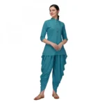 Women's Rayon Kurta Set With Bottom (Color:Blue, Material:Rayon)