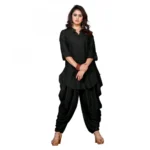 Women's Rayon Kurta Set With Bottom (Color:Black, Material:Rayon)