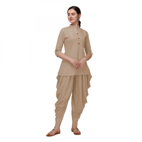 Women's Rayon Kurta Set With Bottom (Color:Chiku, Material:Rayon)