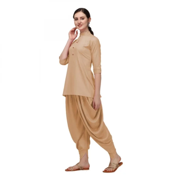 Women's Rayon Kurta Set With Bottom (Color:Chiku, Material:Rayon)