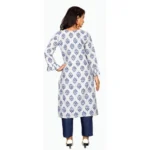 Women's Cotton Kurta Set With Bottom (Color:Blue, Material:Cotton)