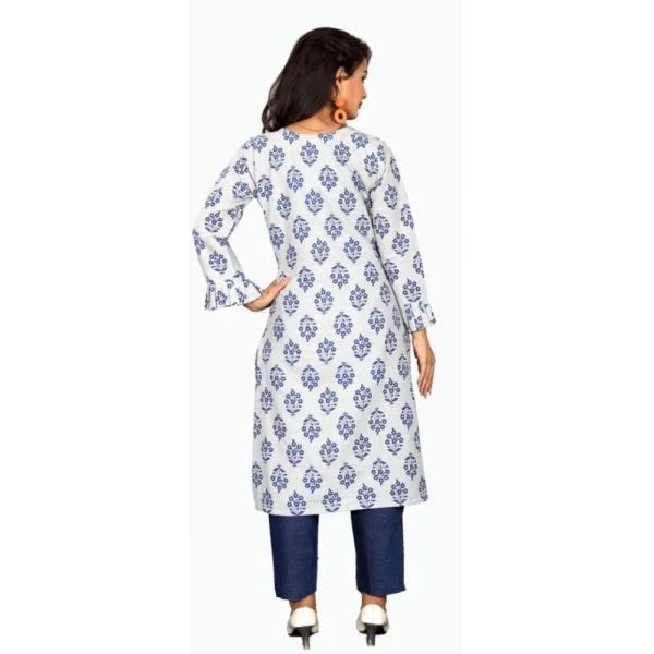 Women's Cotton Kurta Set With Bottom (Color:Blue, Material:Cotton)