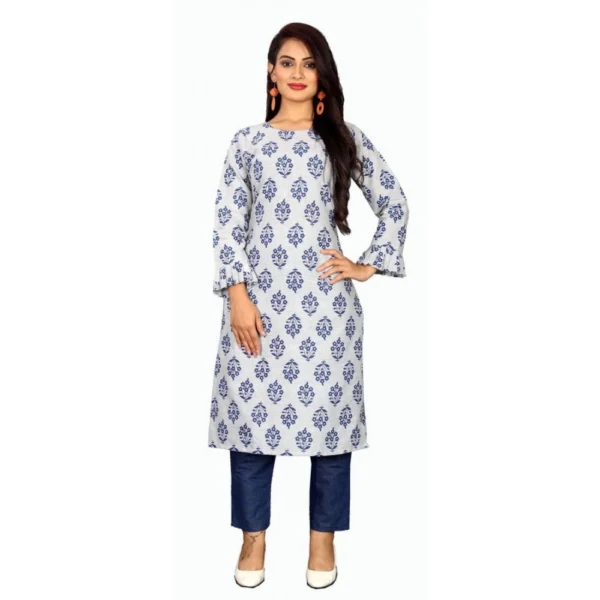 Women's Cotton Kurta Set With Bottom (Color:Blue, Material:Cotton)
