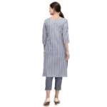 Women's Cotton Kurta Set With Bottom (Color:Blue, Material:Cotton)