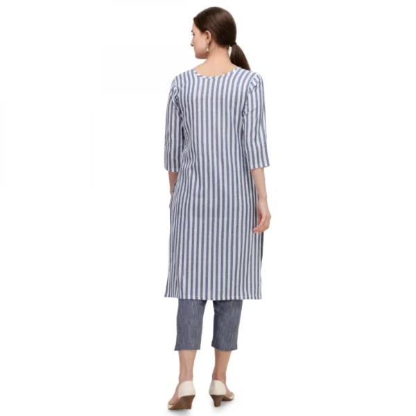 Women's Cotton Kurta Set With Bottom (Color:Blue, Material:Cotton)