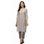 Women's Cotton Kurta Set With Bottom (Color:Chiku, Material:Cotton)