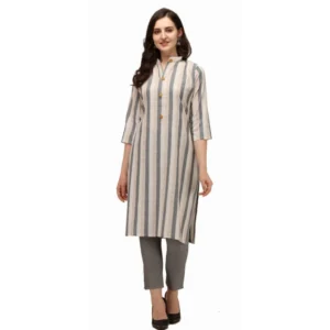 Women's Cotton Kurta Set With Bottom (Color:Chiku, Material:Cotton)