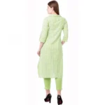 Women's Cotton Kurta Set With Bottom (Color:Green, Material:Cotton)