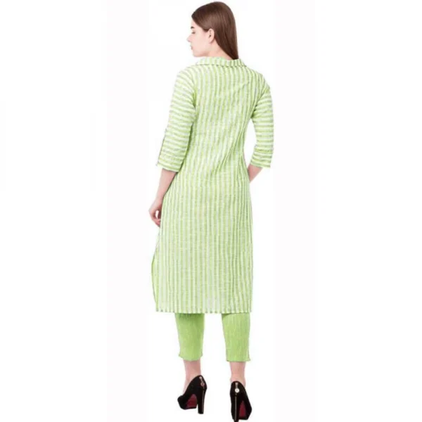 Women's Cotton Kurta Set With Bottom (Color:Green, Material:Cotton)