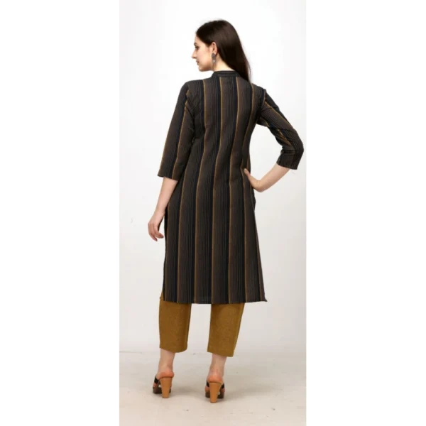 Women's Cotton Kurta Set With Bottom (Color:Mustard, Material:Cotton)