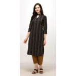 Women's Cotton Kurta Set With Bottom (Color:Mustard, Material:Cotton)