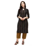 Women's Cotton Kurta Set With Bottom (Color:Mustard, Material:Cotton)