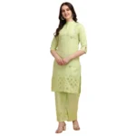 Women's Rayon Kurta Set With Bottom (Color:LPista, Material:Rayon)