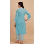 Women's Cotton Kurta Set With Bottom (Color:Rama, Material:Cotton)