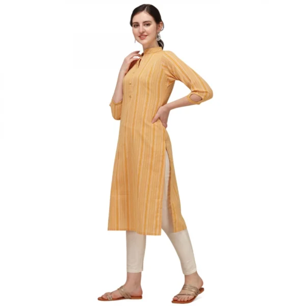 Women's Cotton Kurta Set With Bottom (Color:Yellow, Material:Cotton)