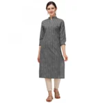 Women's Cotton Kurta Set With Bottom (Color:Black, Material:Cotton)