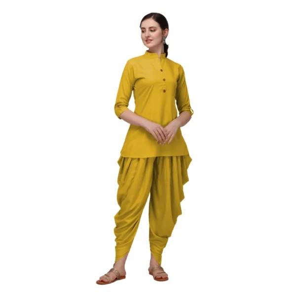 Women's Rayon Kurta Set With Bottom (Color:Gold, Material:Rayon)