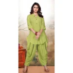 Women's Rayon Kurta Set With Bottom (Color:Green, Material:Rayon)