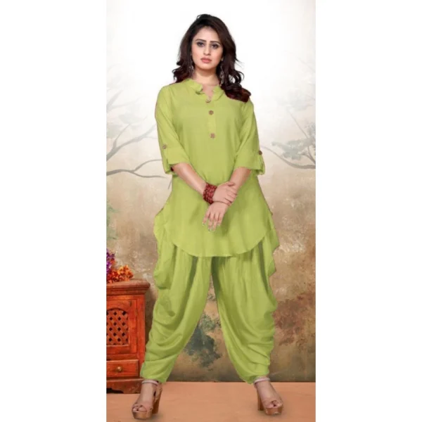 Women's Rayon Kurta Set With Bottom (Color:Green, Material:Rayon)