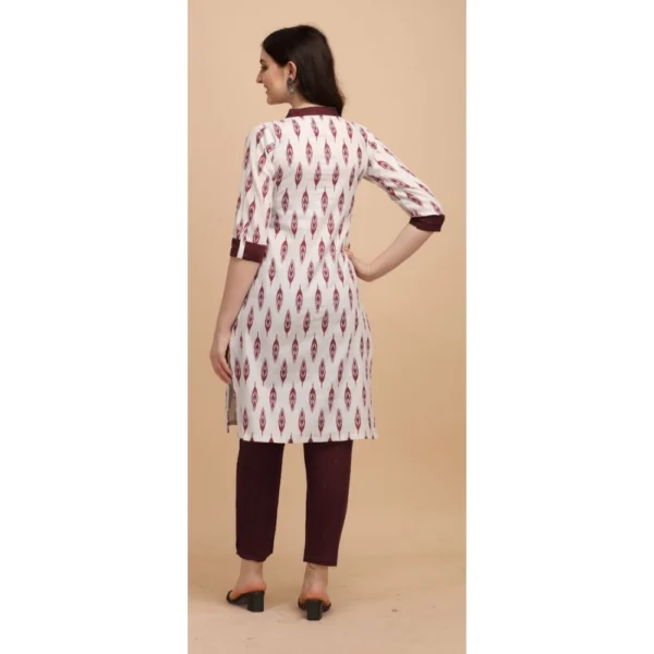 Women's Cotton Kurta Set With Bottom (Color:Red, Material:Cotton)
