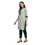 Women's Cotton Kurta Set With Bottom (Color:Green, Material:Cotton)