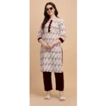 Women's Cotton Kurta Set With Bottom (Color:Red, Material:Cotton)