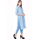 Women's Cotton Kurta Set With Bottom (Color:Blue, Material:Cotton)