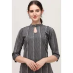 Women's Cotton Kurta Set With Bottom (Color:Grey, Material:Cotton)