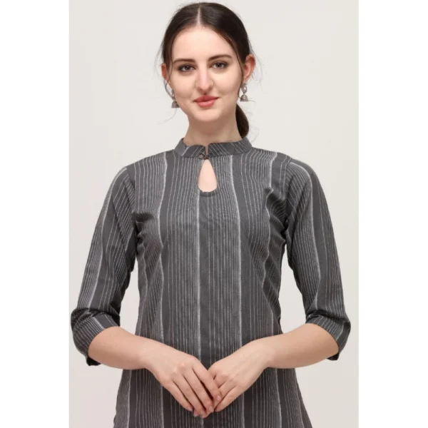 Women's Cotton Kurta Set With Bottom (Color:Grey, Material:Cotton)