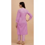Women's Cotton Kurta Set With Bottom (Color:Pink, Material:Cotton)