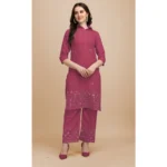 Women's Rayon Kurta Set With Bottom (Color:Maroon, Material:Rayon)