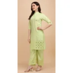 Women's Rayon Kurta Set With Bottom (Color:LPista, Material:Rayon)