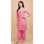 Women's Rayon Kurta Set With Bottom (Color:Gajari, Material:Rayon)