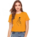 Women's Cotton Western Wear T Shirt (Yellow)