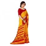 Women's Faux Georgette Saree With Blouse (Yellow, 5-6Mtrs)
