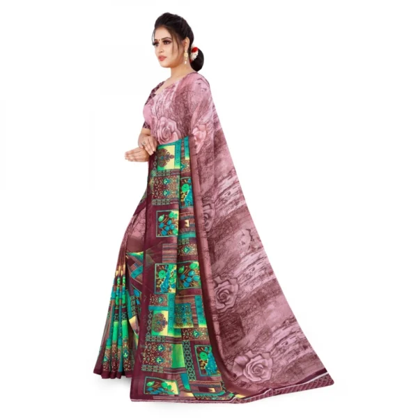 Women's Faux Georgette Saree With Blouse (Purple, 5-6Mtrs)