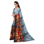 Women's Faux Georgette Saree With Blouse (Grey, 5-6Mtrs)