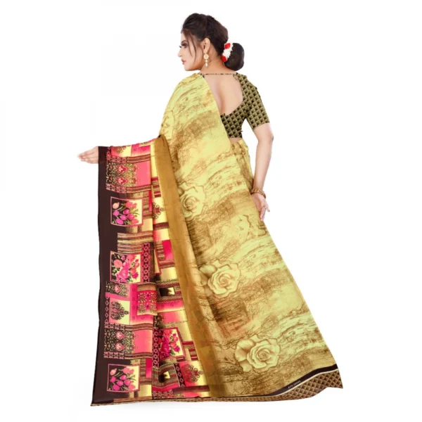 Women's Faux Georgette Saree With Blouse (Beige, 5-6Mtrs)