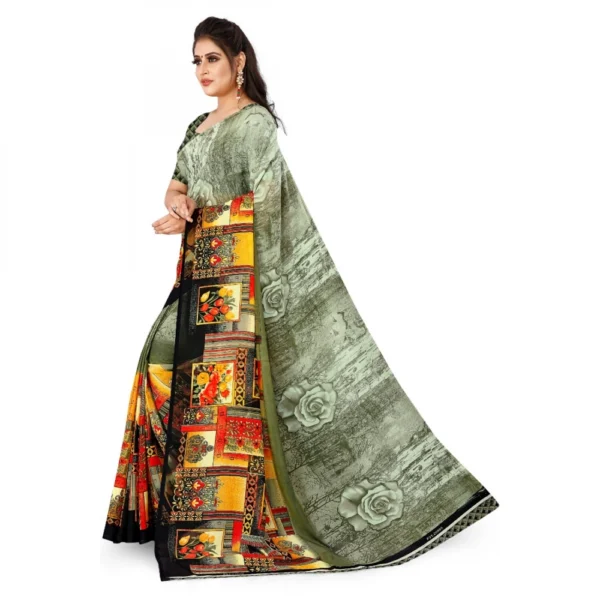 Women's Faux Georgette Saree With Blouse (Green, 5-6Mtrs)