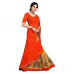 Women's Faux Georgette Saree With Blouse (Orange, 5-6Mtrs)