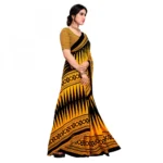 Women's Faux Georgette Saree With Blouse (Yellow, 5-6Mtrs)