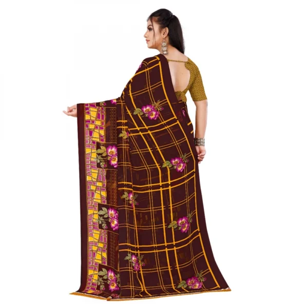 Women's Faux Georgette Saree With Blouse (Yellow, 5-6Mtrs)