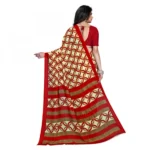 Women's Faux Georgette Saree With Blouse (Red , 5-6Mtrs)