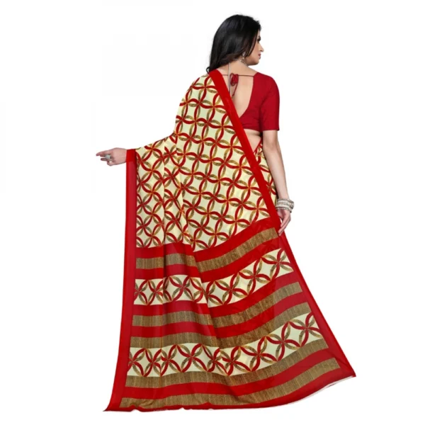 Women's Faux Georgette Saree With Blouse (Red , 5-6Mtrs)