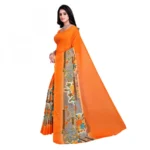 Women's Faux Georgette Saree With Blouse (Orange, 5-6Mtrs)