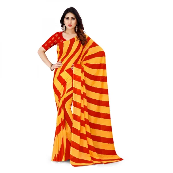 Women's Faux Georgette Saree With Blouse (Orange, 5-6Mtrs)