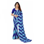 Women's Faux Georgette Saree With Blouse (Blue, 5-6Mtrs)