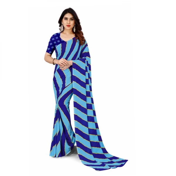 Women's Faux Georgette Saree With Blouse (Blue, 5-6Mtrs)