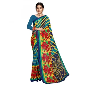 Women's Faux Georgette Saree With Blouse (Multicolor, 5-6Mtrs)