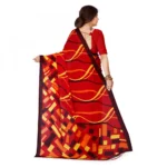 Women's Faux Georgette Saree With Blouse (Red, 5-6Mtrs)